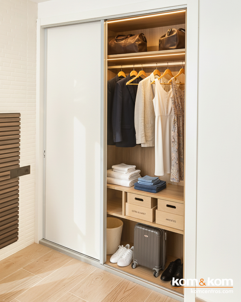 armarios a medida con puertas correderas blancos para apartamentos tur&iacute;sticos